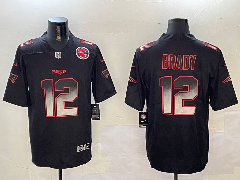 Men New England Patriots #12 Brady Black Nike Smoke Fashion 2024 Limited NFL Jersey style 2->los angeles rams->NFL Jersey
